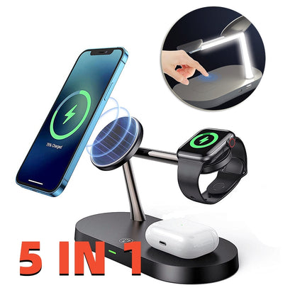 5-in-1 Magnetic Wireless Charger Stand 15W Fast Charging Holder