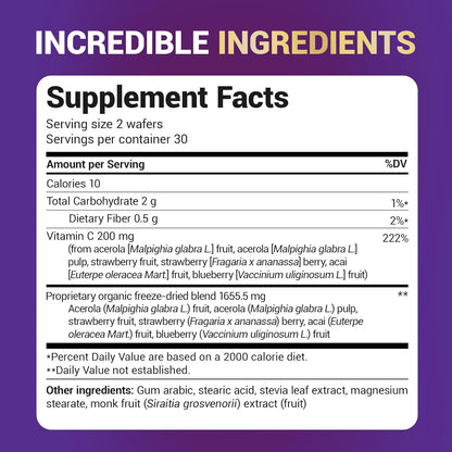 Dr. Berg Chewable Vitamin C Complex - Made with Organic, Non-Gmo Berries - 60 Delicious Wafers