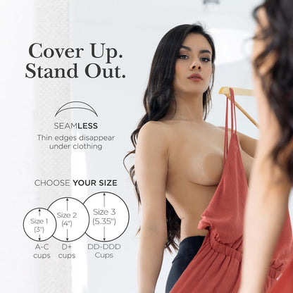 Nipple Covers for Women - Sticky Adhesive Silicone Pasties - Reusable Pasty Nipple Cover with Travel Box