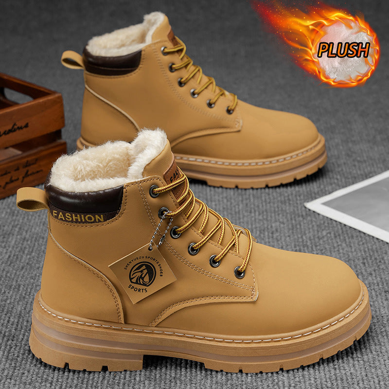 Men’s Vintage Casual Boots Round Toe PU Leather Style