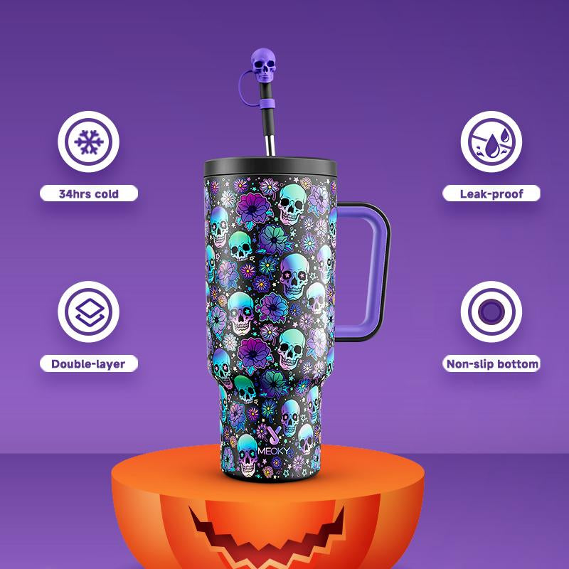 【Halloween Carnival】Meoky 40Oz Reusable Stainless Steel Car Cup,Portable Leak-Proof Water Cup, Keeps Cold for 24 Hours,Suitable for Outdoor Travel,Holiday Gift