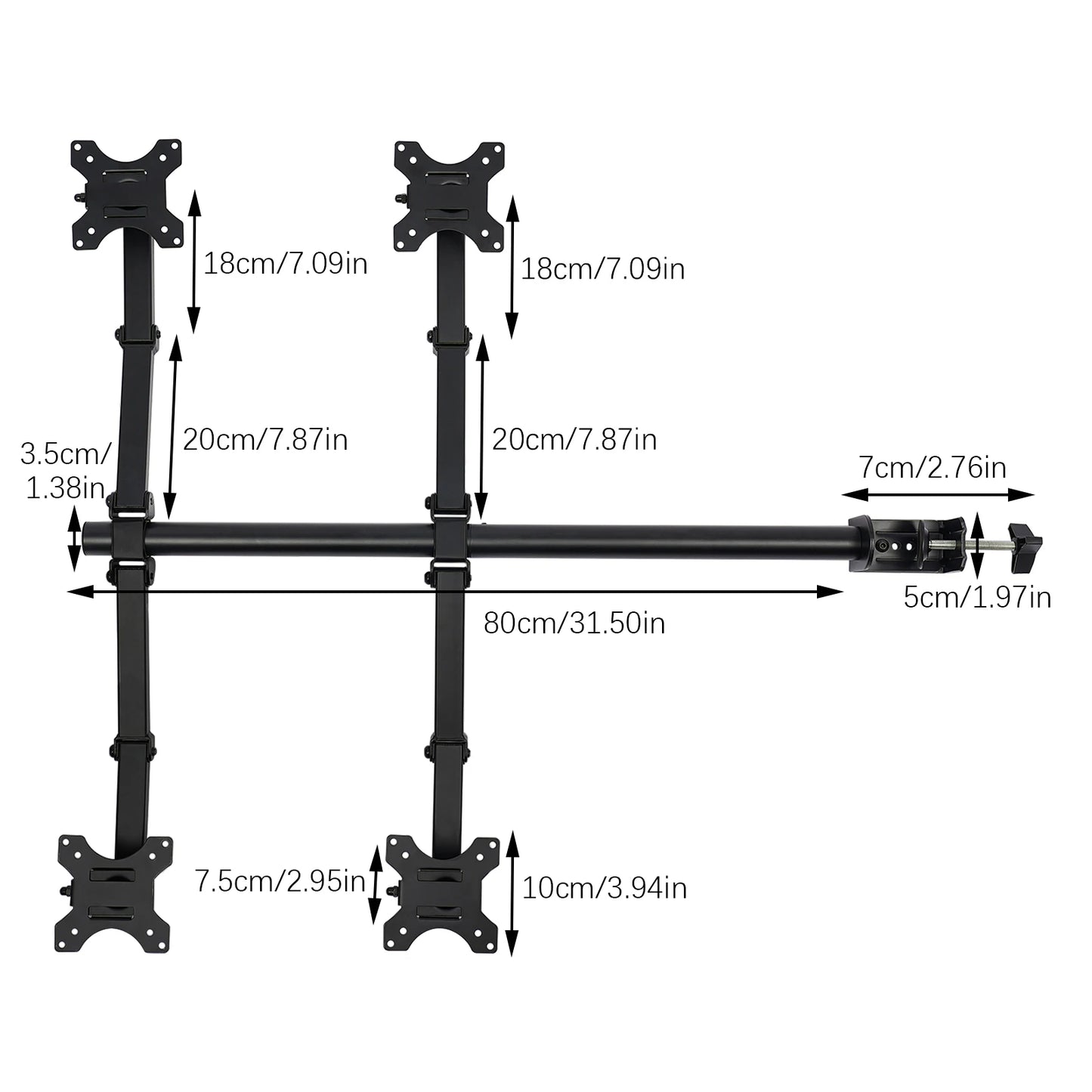 Quad LCD Monitor Desk Mount Stand Heavy Duty Fully Adjustable 4 Screens Upto 27"