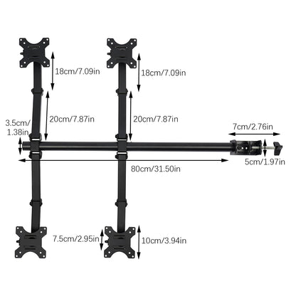 Quad LCD Monitor Desk Mount Stand Heavy Duty Fully Adjustable 4 Screens Upto 27"