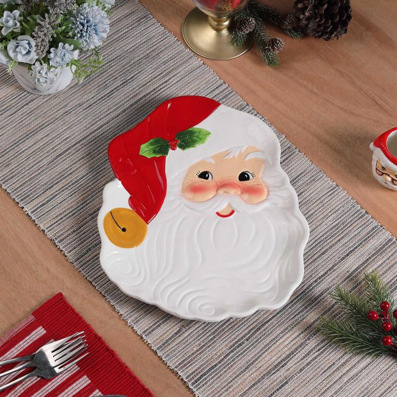14 In. Ceramic Serving Platter - Santa