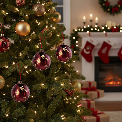 4PCS Glass Christmas Ball Ornaments – Shiny Hanging Decorations for Xmas Tree & Holiday Parties