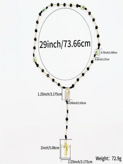 Rosary Saint Jude Virgin Mary Green Crystal Beads Catholic Necklace Cross Pendant Protection Blessing Charm Catholic Handmade Jewelry Gift Charms Car Hanging Charm Christmas Halloween Gift for Men Women