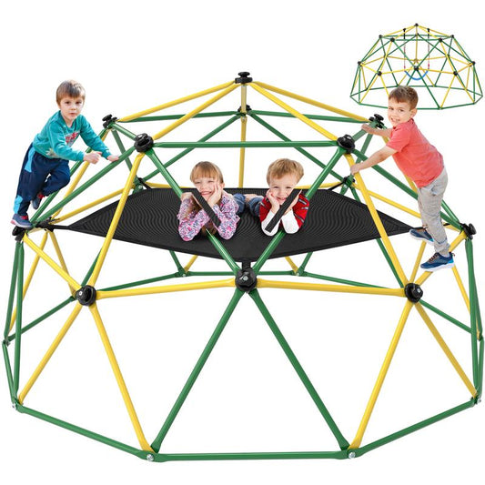 Bearbro 10Ft Climbing Frame Swing Set with Saucer Swing,Included Hammock(Blue and Green Not Included), Jungle Gym for Kids Outdoor Backyard, Supports 800Lbs, Easy Asssembly, Rust-Resistant