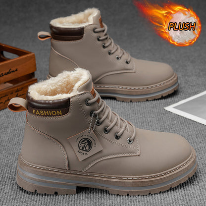 Men’s Vintage Casual Boots Round Toe PU Leather Style