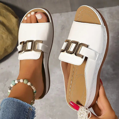 Women’s Chain Wedge Sandals Platform Peep Toe Summer Slides