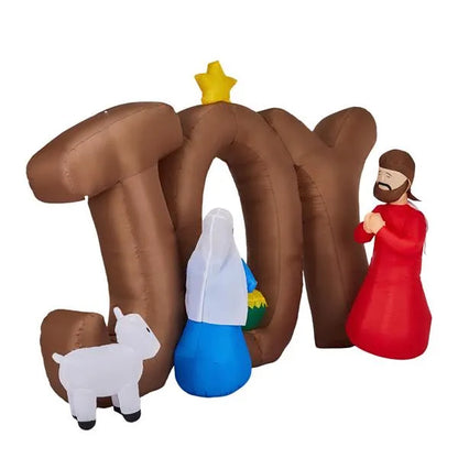 7.5FT Lighted Christmas Inflatable Nativity Scene with JOY Sign