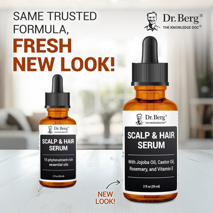 Dr. Berg Scalp & Hair Serum (Improved Formula) with Vitamin D3 & E - Clinically Tested, Paraben- and Sulfate-Free Hair Oil for Women & Men - Includes Rosemary Oil, Castor Oil & Jojoba Oil - 2 Fl Oz