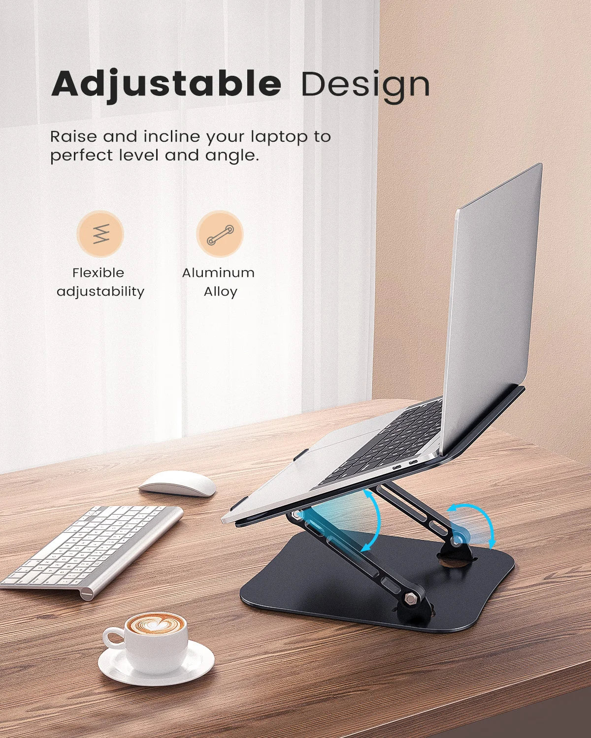 ST01 Portable 11–16-Inch Adjustable Laptop Stand Computer Stand Sturdy Aluminum for Desk Foldable Laptop Holder Notebook Tablet