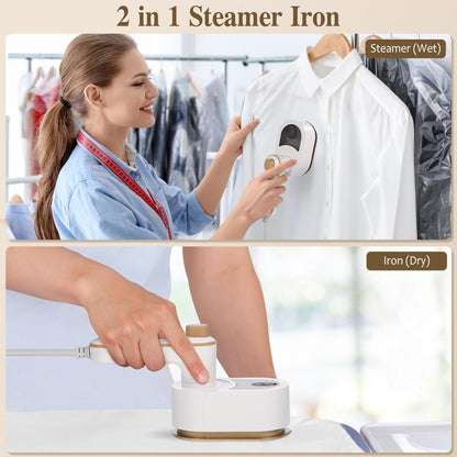 Mini Travel Iron for Clothes, Portable Handheld Iron Steam with Dry and Wet Ironing for Home Business Clothing(50Ml Water,40W)