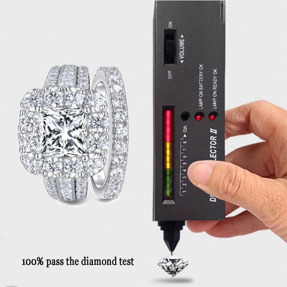 Luxury Moissanite Wedding Rings Set for Women GRA Certified 925 Sterling Silver D Color VVS1 Bridal Ring Jewelry