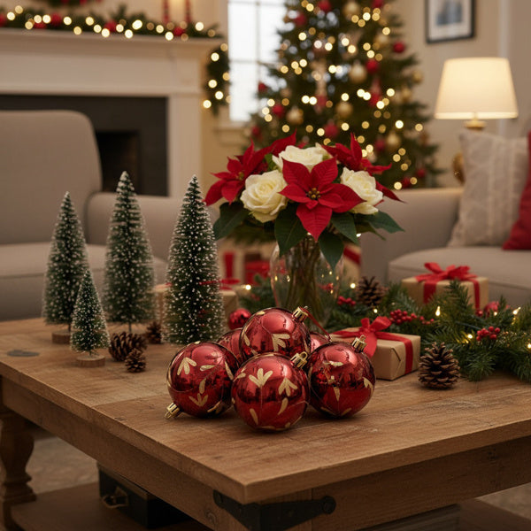 4PCS Glass Christmas Ball Ornaments – Shiny Hanging Decorations for Xmas Tree & Holiday Parties