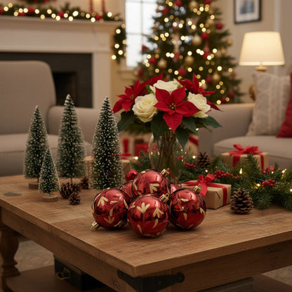 4PCS Glass Christmas Ball Ornaments – Shiny Hanging Decorations for Xmas Tree & Holiday Parties