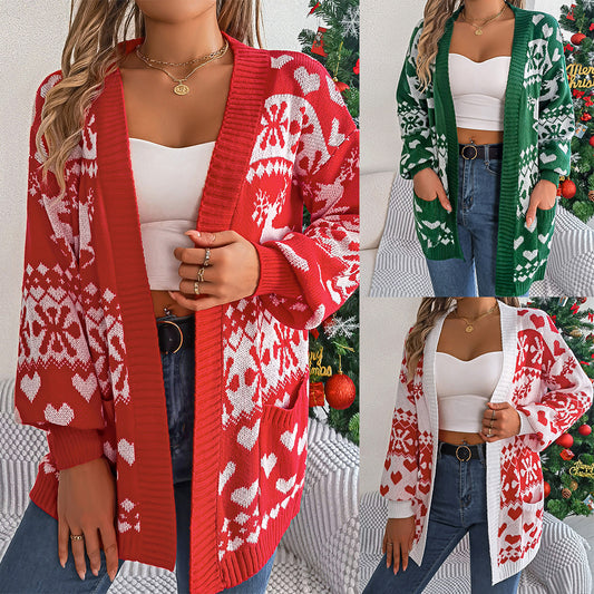 Christmas Women's Open Front Cardigan Knitwear
