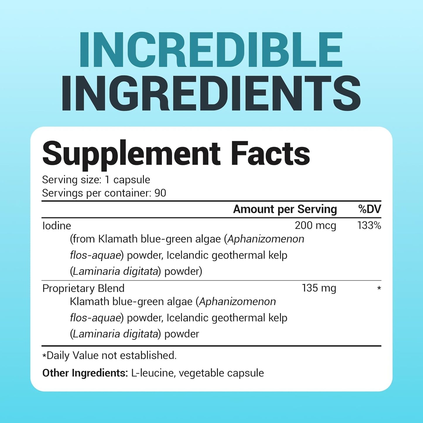 Dr. Berg Sea Kelp Enhanced Iodine - 200 Mcg of Premium Iodine - Seaweed Blend Includes Klamath Blue-Green Algae & Sea Kelp - 90 Capsules