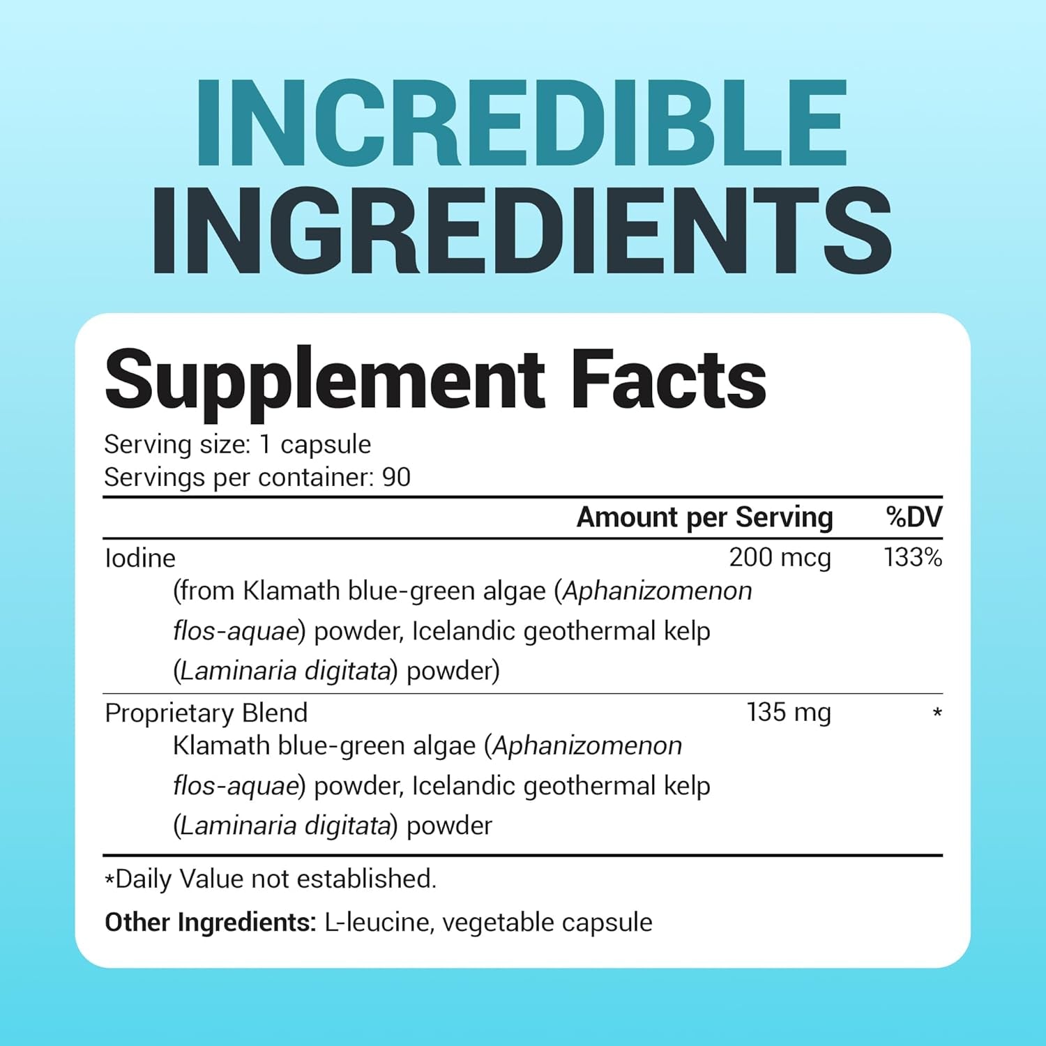 Dr. Berg Sea Kelp Enhanced Iodine - 200 Mcg of Premium Iodine - Seaweed Blend Includes Klamath Blue-Green Algae & Sea Kelp - 90 Capsules
