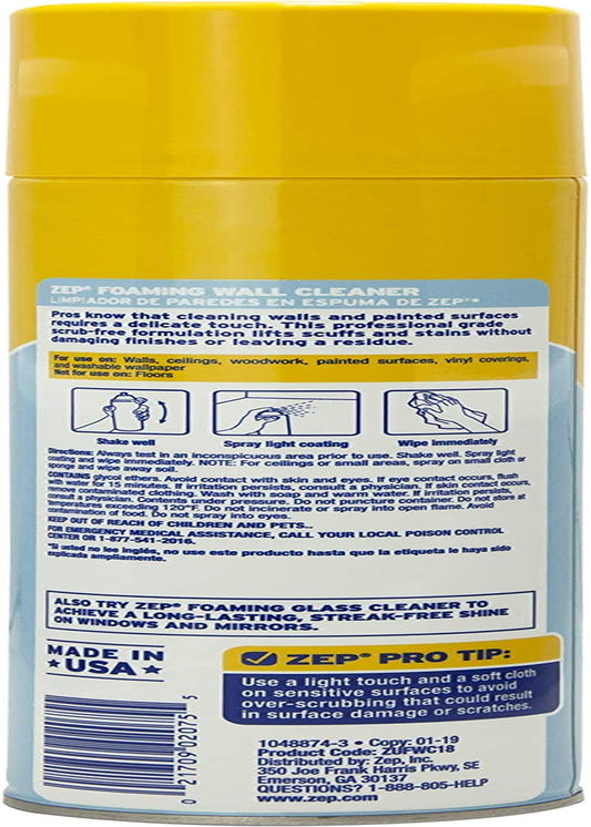 ZUFWC18 Foaming Wall Cleaner, 18 Oz, Clear