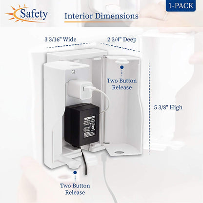 Extra large outlet cover box fitting oversized plugs and adapters