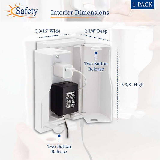Extra large outlet cover box fitting oversized plugs and adapters