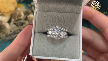 Pear Cut Engagement Ring Set – Sterling Silver Simulated Diamond