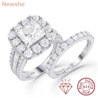 Princess cut moissanite engagement ring set