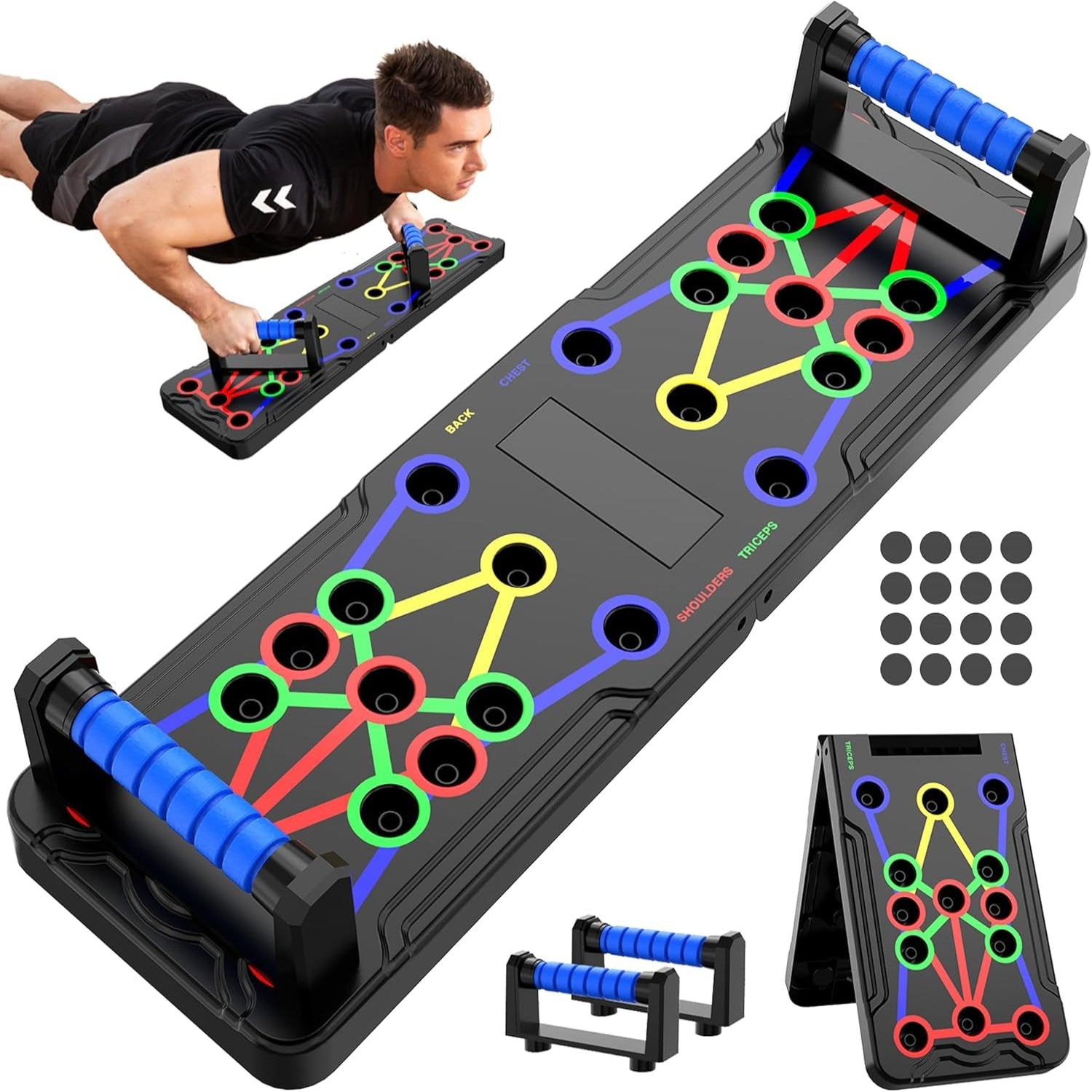Multi-grip push up system for arms, chest, shoulders and abs