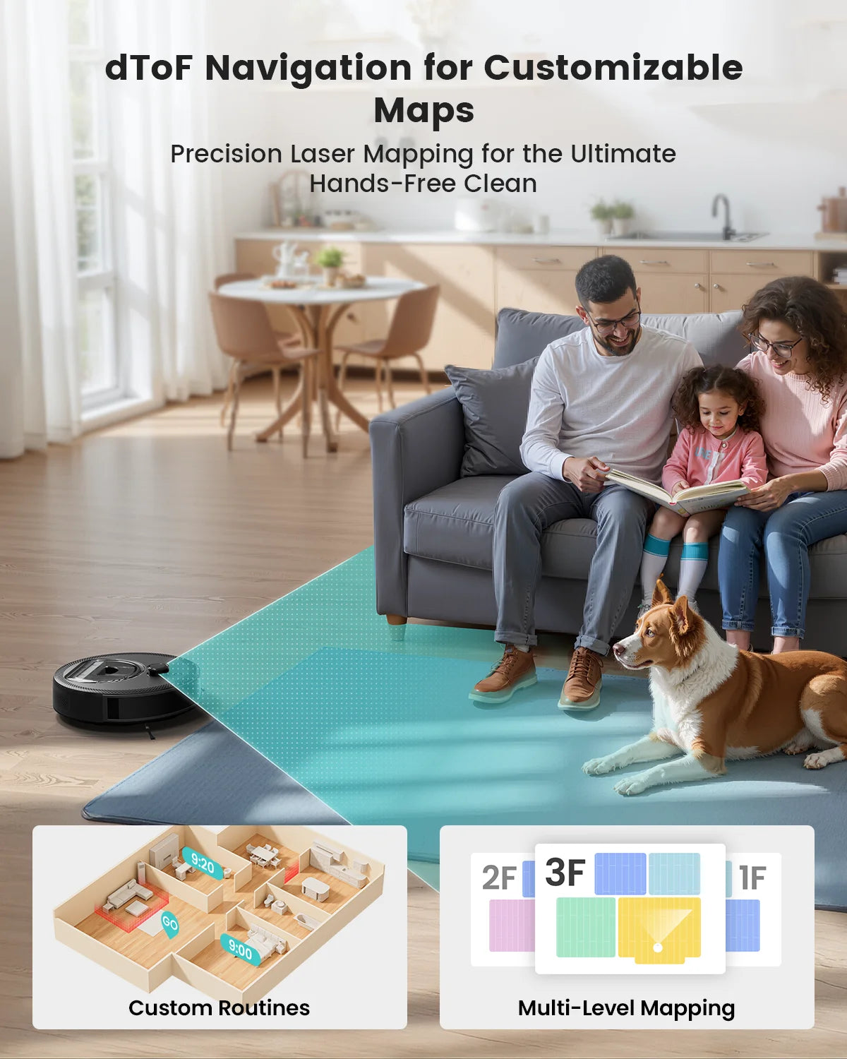 Robot Vacuum and Mop Combo avoiding obstacles with PSD technology