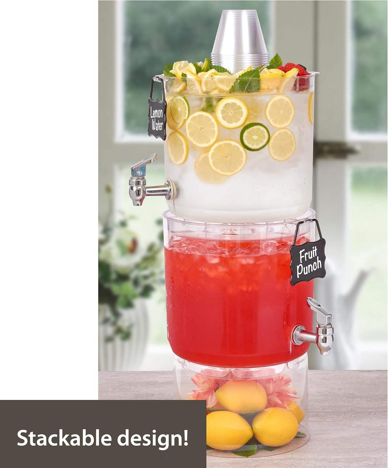 Stackable Beverage Drink Dispenser for Restaurants and Homes
